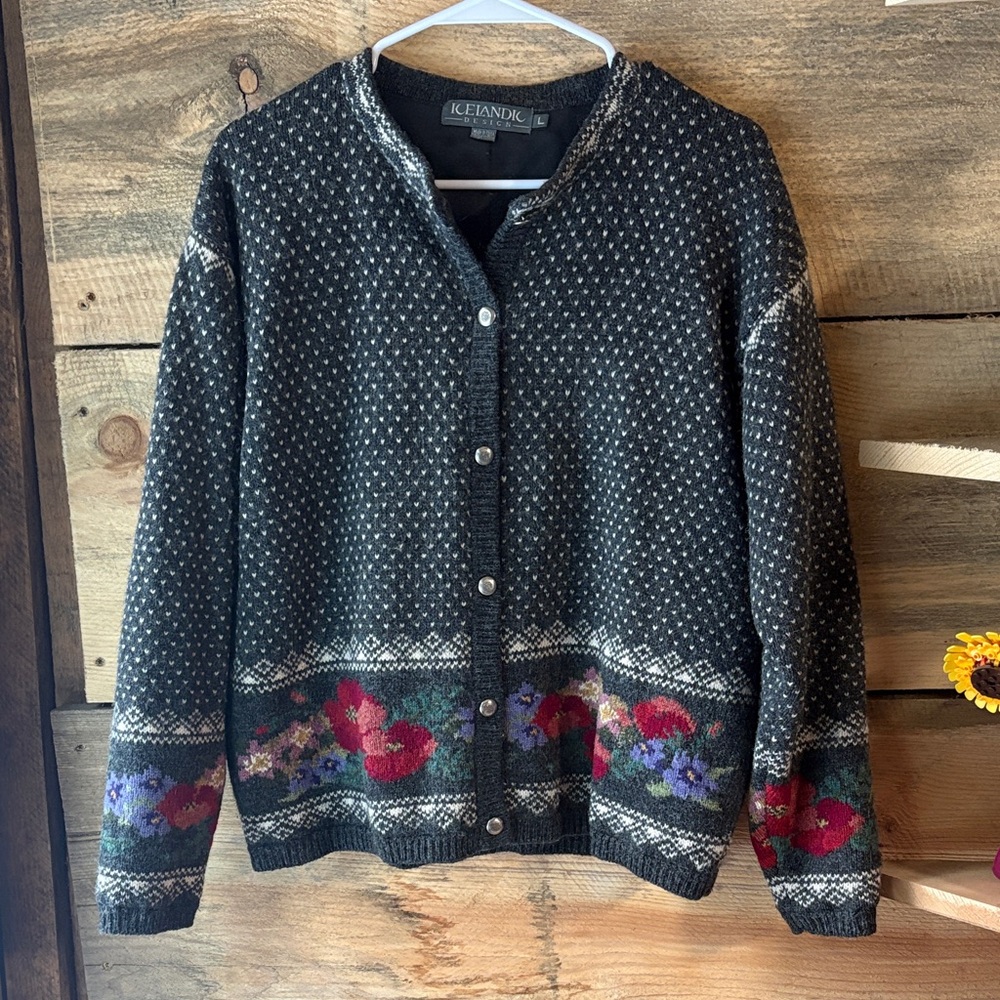 Icelandic Design Button Down Sweater Jacket - image 1